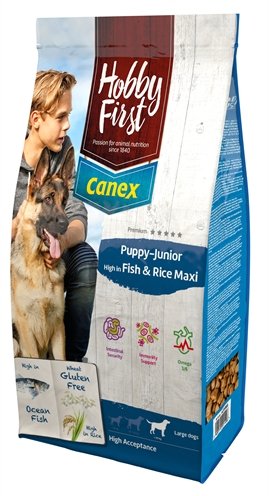 Afbeelding HobbyFirst Canex Puppy-Junior High in Vis & Rijst Maxi hondenvoer 12 kg door Online-dierenwinkel.eu