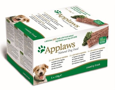 5x150 gr Applaws dog pate multipack country selection hondenvoer