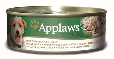 Afbeelding 156 gr Applaws dog blik jelly chicken / lamb hondenvoer door Online-dierenwinkel.eu
