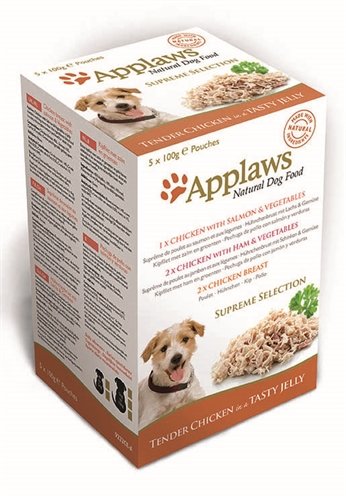 Afbeelding 5x100 gr Applaws dog pouches multipack jelly supreme hondenvoer door Online-dierenwinkel.eu