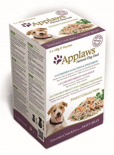 Afbeelding 5x100 gr Applaws dog pouches multipack jelly finest hondenvoer door Online-dierenwinkel.eu