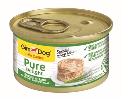 Afbeelding 85 gr Gimdog little darling pure delight kip / lam hondenvoer door Online-dierenwinkel.eu