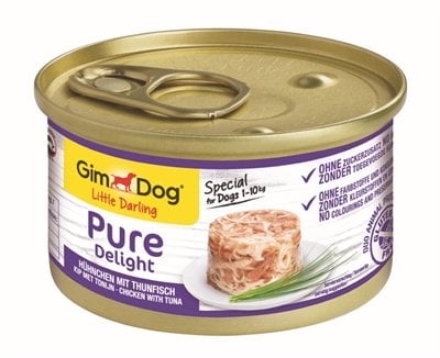 Afbeelding 85 gr Gimdog little darling pure delight kip / tonijn hondenvoer door Online-dierenwinkel.eu