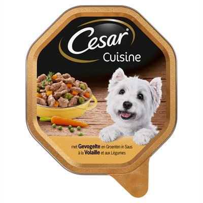 Afbeelding 150 gr Cesar alu cuisine gevogelte / groente in saus hondenvoer door Online-dierenwinkel.eu