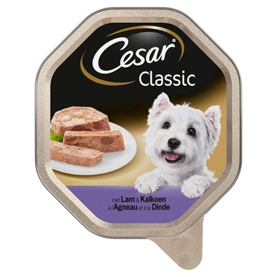 Afbeelding 150 gr Cesar alu classic pate met lam en kalkoen hondenvoer door Online-dierenwinkel.eu