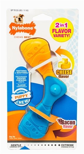 Afbeelding Nylabone flexi voor hondble puppy boomerang bacon & cheese Tot 11 kg door Online-dierenwinkel.eu