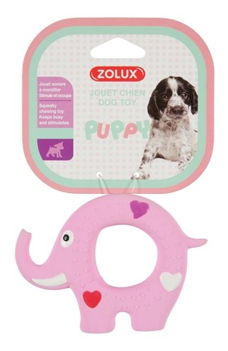 Afbeelding Zolux puppyspeelgoed latex olifant roze 11,5x2x8 cm door Online-dierenwinkel.eu