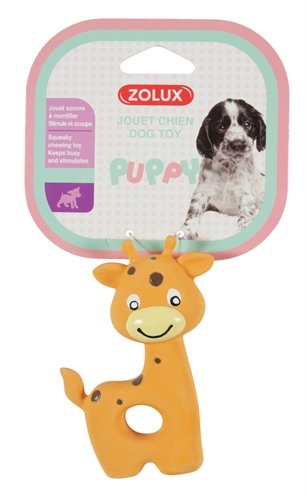 Afbeelding Zolux puppyspeelgoed latex giraffe oranje 7,5x3,5x10 cm door Online-dierenwinkel.eu