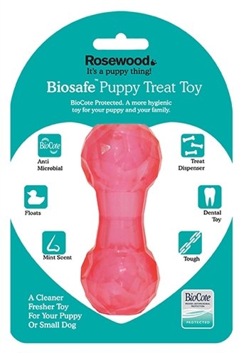 Afbeelding Biosafe puppy snack dumbell roze door Online-dierenwinkel.eu