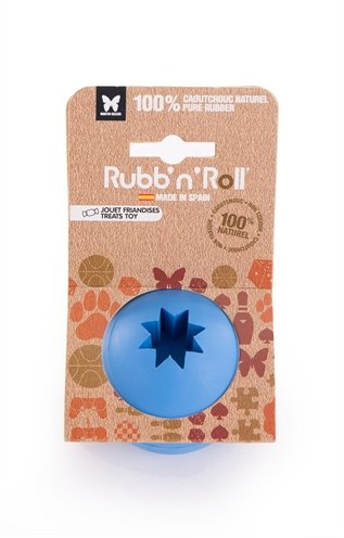 Afbeelding Rubb'n'roll snack bal blauw 7 cm door Online-dierenwinkel.eu