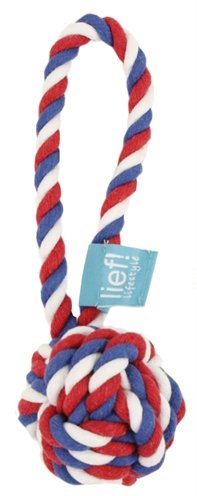 Afbeelding Lief! hondenspeelgoed flossbal unisex rood / wit / blauw 19 cm door Online-dierenwinkel.eu