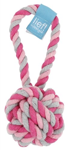 Afbeelding Lief! hondenspeelgoed flossbal girls roze / wit 19 cm door Online-dierenwinkel.eu