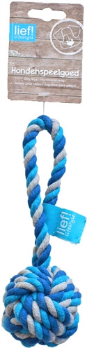 Afbeelding Lief! hondenspeelgoed flossbal boys blauw / wit 19 cm door Online-dierenwinkel.eu