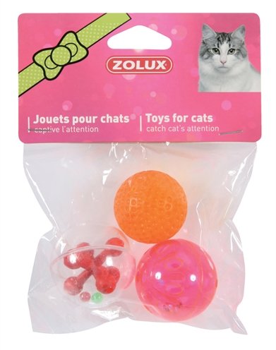 Zolux kattenspeelgoed ballen sphere assorti 4 cm 3 st