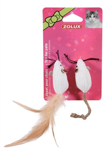 Zolux canvas muis wit 5 cm 2 st