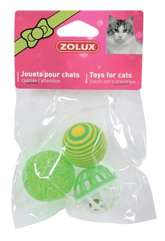 Zolux kattenspeelgoed ballen groen 4 cm 3 st