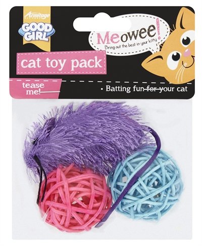 Afbeelding Good girl meowee kattenspeelset 2 ballen en 1 muis door Online-dierenwinkel.eu