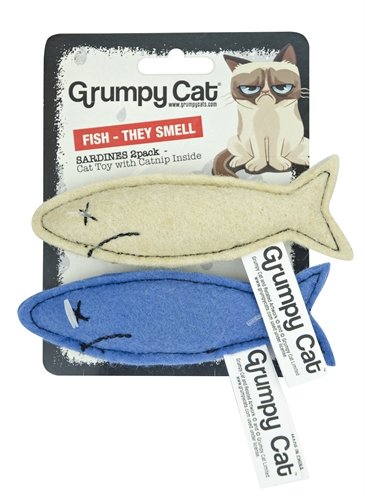 Afbeelding Grumpy cat sardines met catnip 2 stuks 7 cm door Online-dierenwinkel.eu