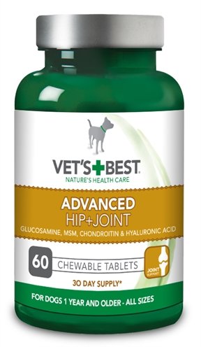 Afbeelding 60 tbl Vets best advanced hip+joint hond door Online-dierenwinkel.eu