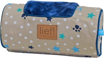 Afbeelding Lief! comfort kussen voor houten hondenmand boys beige / blauw 30x15 cm door Online-dierenwinkel.eu