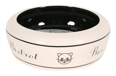 Afbeelding Zolux voerbak kat bar keramiek wit / zwart 300 ml 13x13x4,5 cm door Online-dierenwinkel.eu