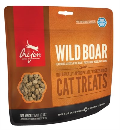 Afbeelding Orijen gevriesdroogd kattensnoepjes wild boar 35 gr door Online-dierenwinkel.eu