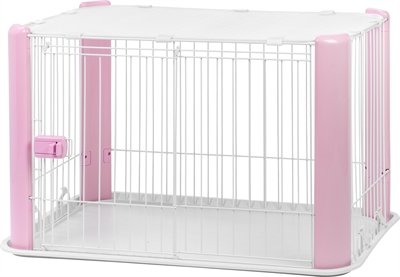 Afbeelding Puppyren met dak roze 92x63x60 cm door Online-dierenwinkel.eu