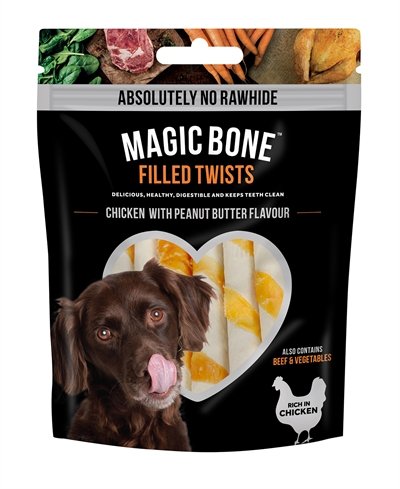 Afbeelding 6 st 195 gr Magic bone twists kip door Online-dierenwinkel.eu