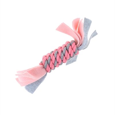 Afbeelding Little rascals flostouw spoel met fleece roze 22x5x5 cm door Online-dierenwinkel.eu