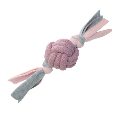 Afbeelding Little rascals touwbal tugger met fleece roze 8x8x22 cm door Online-dierenwinkel.eu