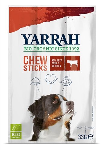 Afbeelding 33 gr Yarrah biologische kauwstaafjes hond rund met zeewier en spirulina door Online-dierenwinkel.eu