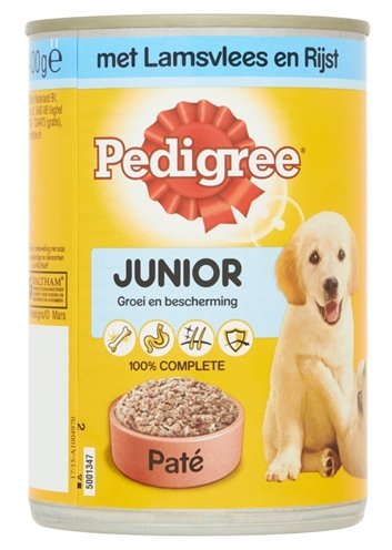 Afbeelding 400 gr Pedigree blik junior pate lam / rijst hondenvoer door Online-dierenwinkel.eu