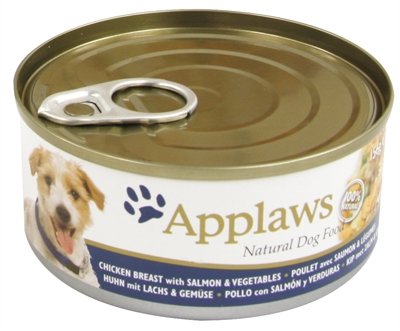 Afbeelding 12x156 gr Applaws dog blik chicken / salmon / rice hondenvoer door Online-dierenwinkel.eu