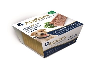 Afbeelding 150 gr Applaws dog pate salmon hondenvoer door Online-dierenwinkel.eu