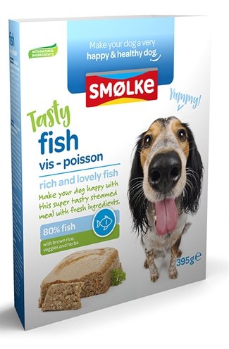 Afbeelding 395 gr Smolke vers gestoomd vis hondenvoer door Online-dierenwinkel.eu