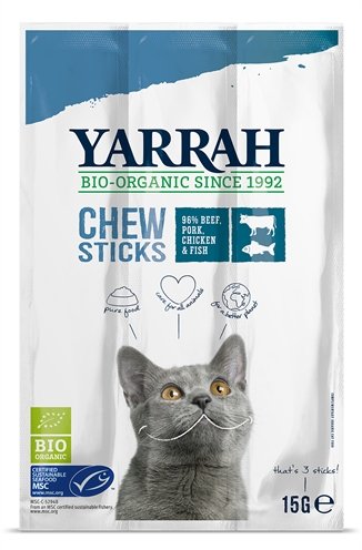 Yarrah biologische kauwstaafjes kat vis met zeewier en spirulina 15 gr