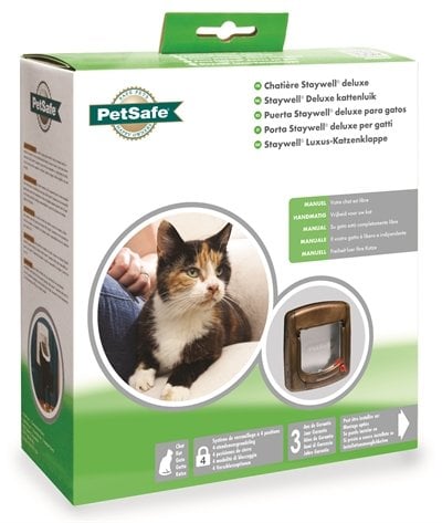 Afbeelding Staywell Manual Deluxe 4 Way Locking Kattenluik Bruin (320) door Online-dierenwinkel.eu