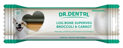 Afbeelding 200 gr 2 st Rosewood dr dental superveg log bones broccoli / wortel door Online-dierenwinkel.eu