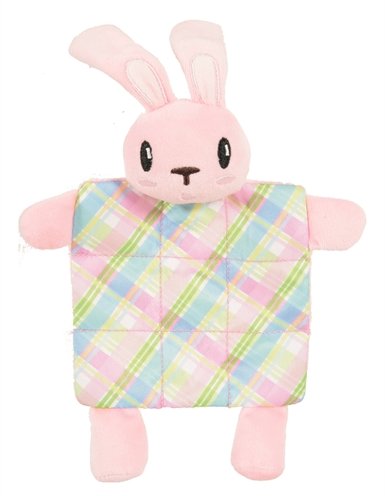 Zolux puppyspeelgoed konijn plush plaid crinklestof roze 17,5x3x20 cm