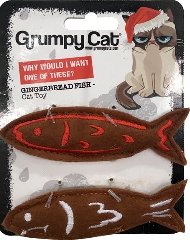 Grumpy cat gemberkoek vissen met catnip 10 cm