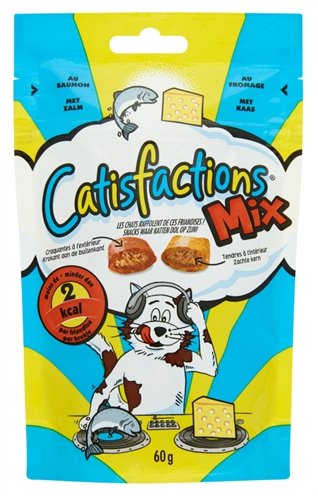 Afbeelding Catisfactions Mix Zalm en Kaas kattensnoep Per verpakking door Online-dierenwinkel.eu