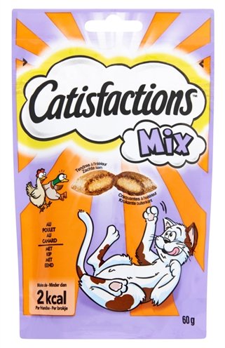 Afbeelding Catisfactions Mix Kip en Eend kattensnoep Per verpakking door Online-dierenwinkel.eu