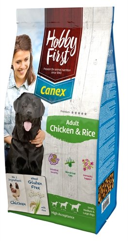 Afbeelding HobbyFirst Canex Adult Kip & Rijst hondenvoer 3 kg door Online-dierenwinkel.eu