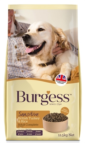 12,5 kg Burgess dog sensitive kalkoen / rijst hondenvoer