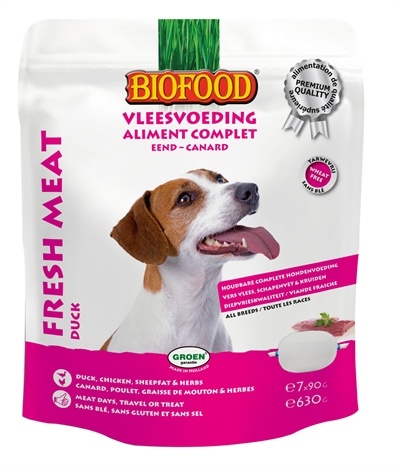 Afbeelding Biofood Vleesvoeding Eend hondenvoer Per verpakking door Online-dierenwinkel.eu