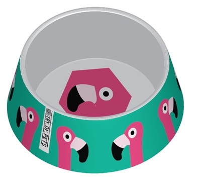 Afbeelding Ministry of pets voerbak hond flamingo melamine 16x12,5x5 cm door Online-dierenwinkel.eu