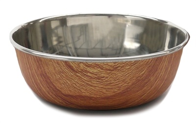 Rosewood rvs voer/drinkbak met hout design 15,5 cm