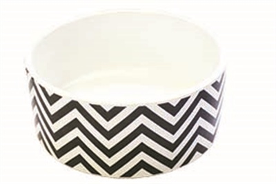 Happy pet pet platter voerbak hond chevron bot grijs / wit / zwart 1400 ml 18x18x8 cm