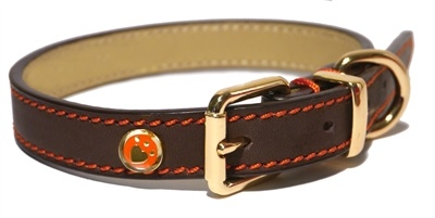 Luxury leather halsband voor hond leer luxe bruin 1,3x25-36 cm
