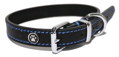 Luxury leather halsband voor hond leer luxe zwart 1,3x25-36 cm